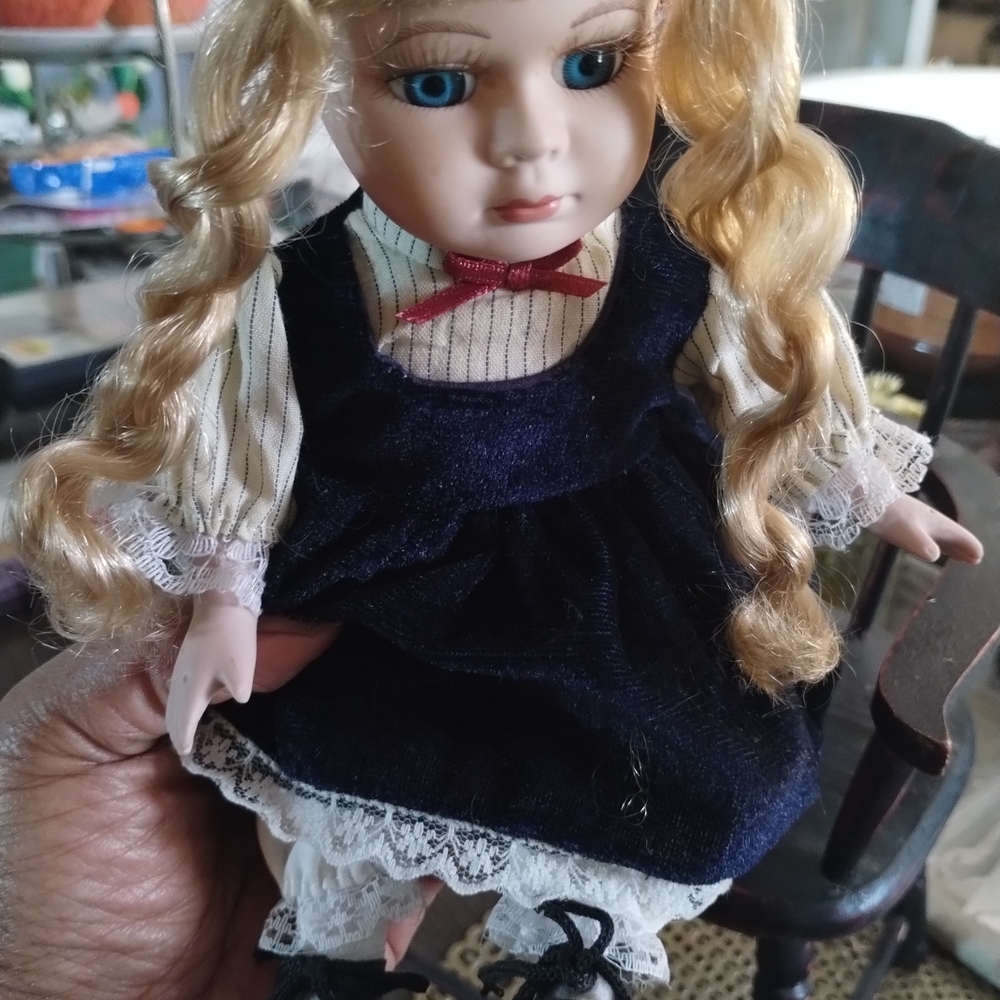Blonde Doll with Blue Dress